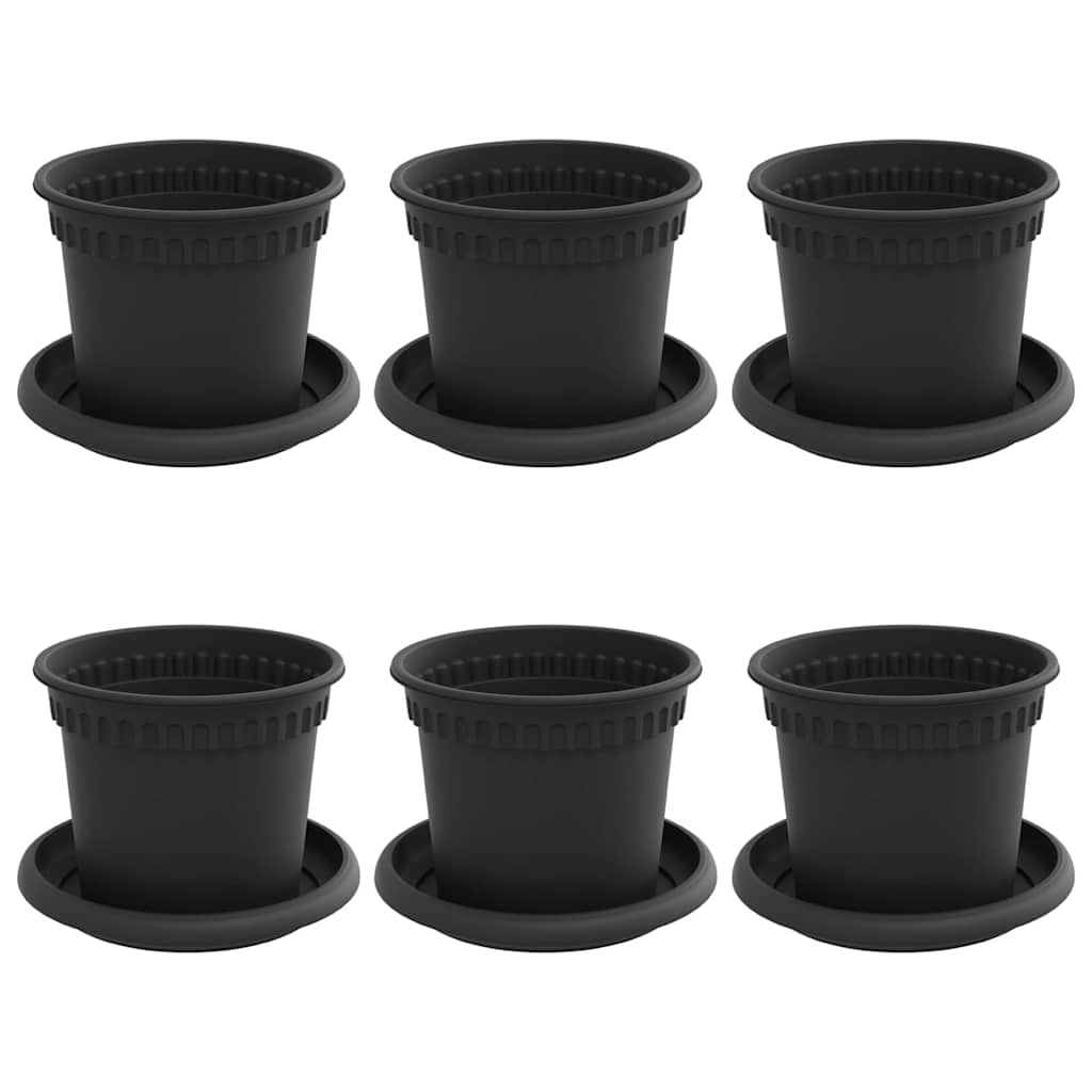 Växtkrukor 6 Pcs Svart Ø Plast