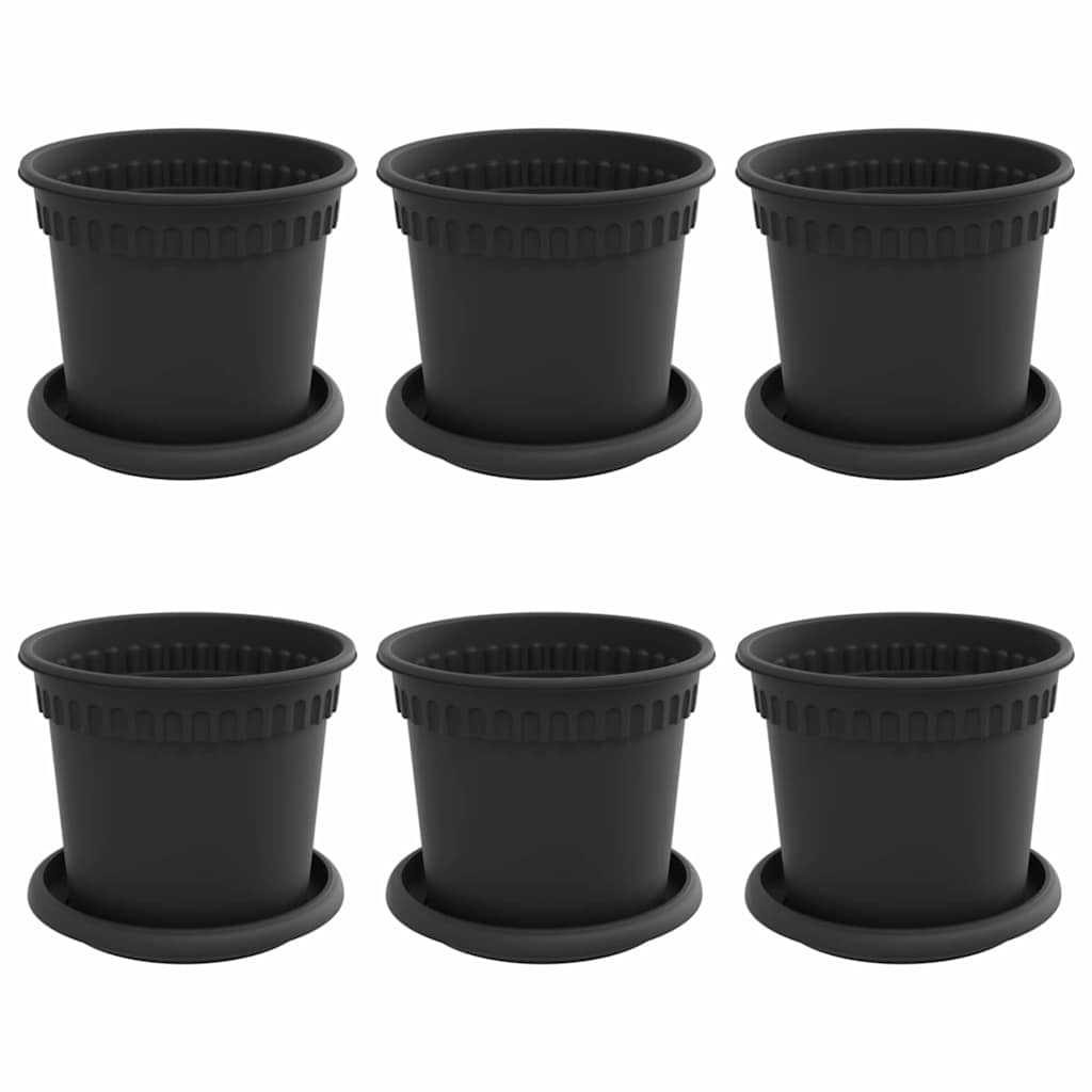 Växtkrukor 6 Pcs Svart Ø Plast