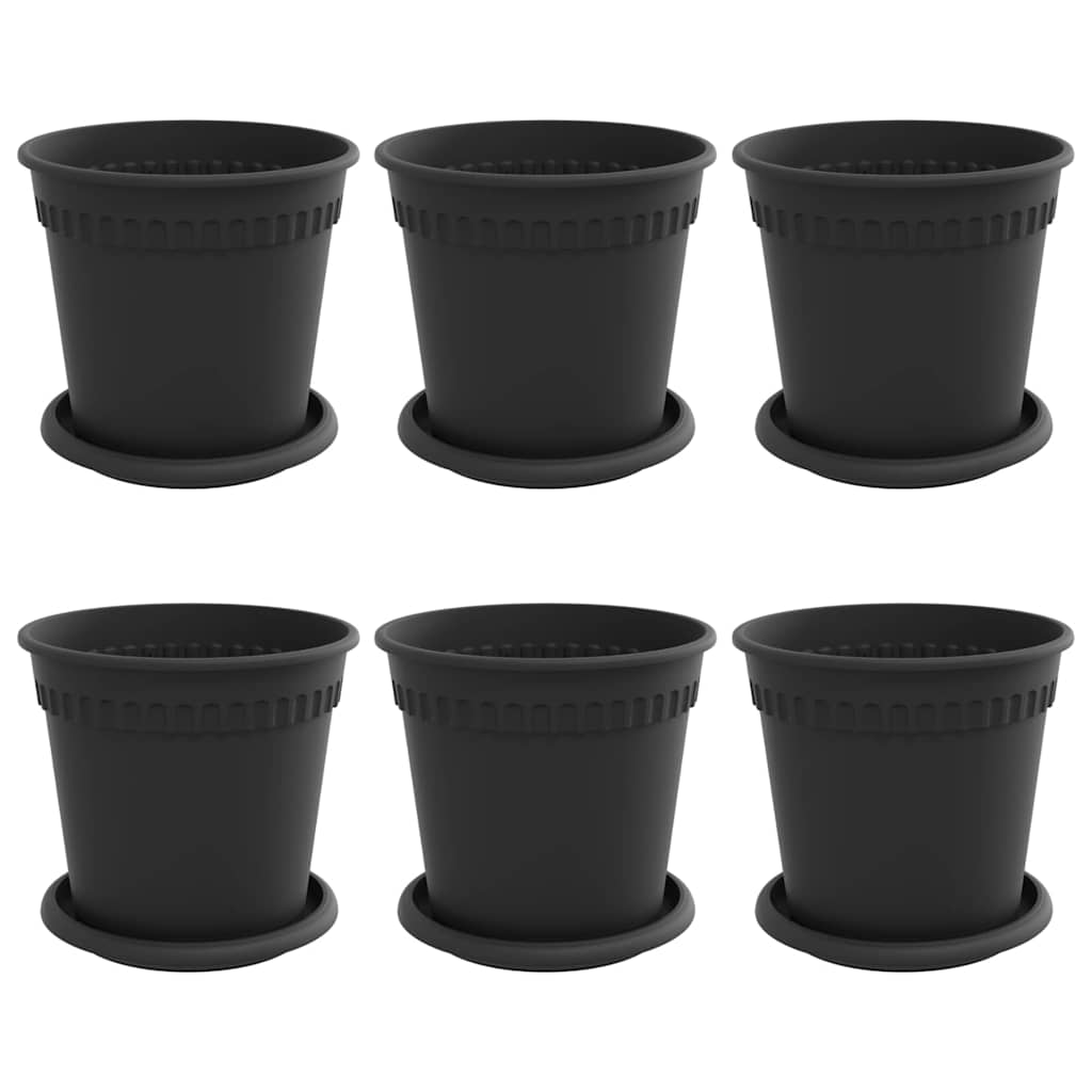 Växtkrukor 6 Pcs Svart Ø Plast
