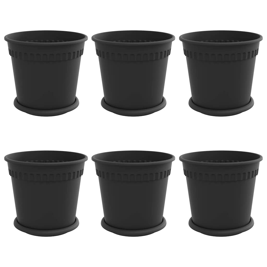 Växtkrukor 6 Pcs Svart Ø Plast
