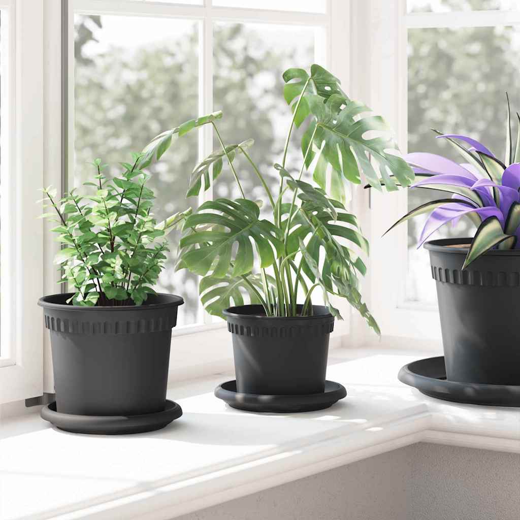 Växtkrukor 6 Pcs Svart Ø Plast