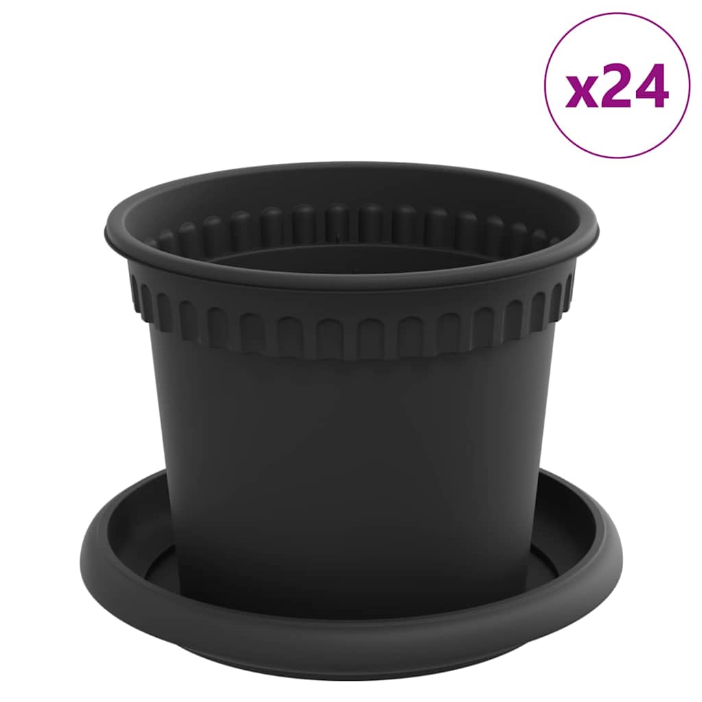 Växtkrukor 6 Pcs Svart Ø Plast