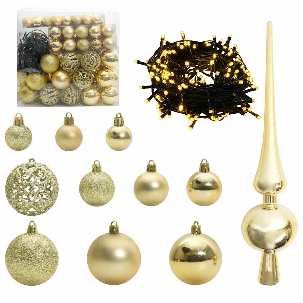 Julprydnad Set 300 Led-Lampor Guld Plast