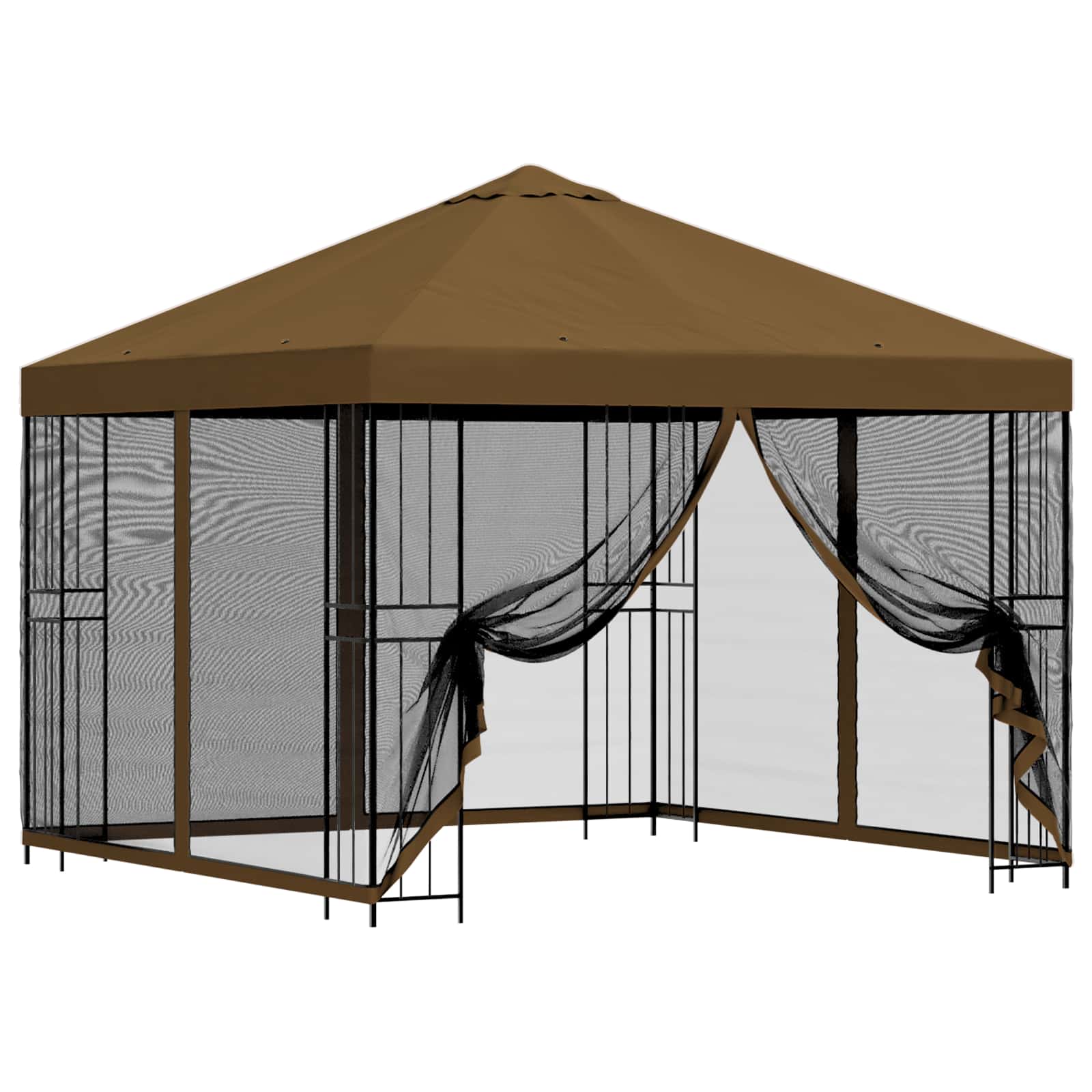 Trädgårdsgazebo med sidoväggar Taupe