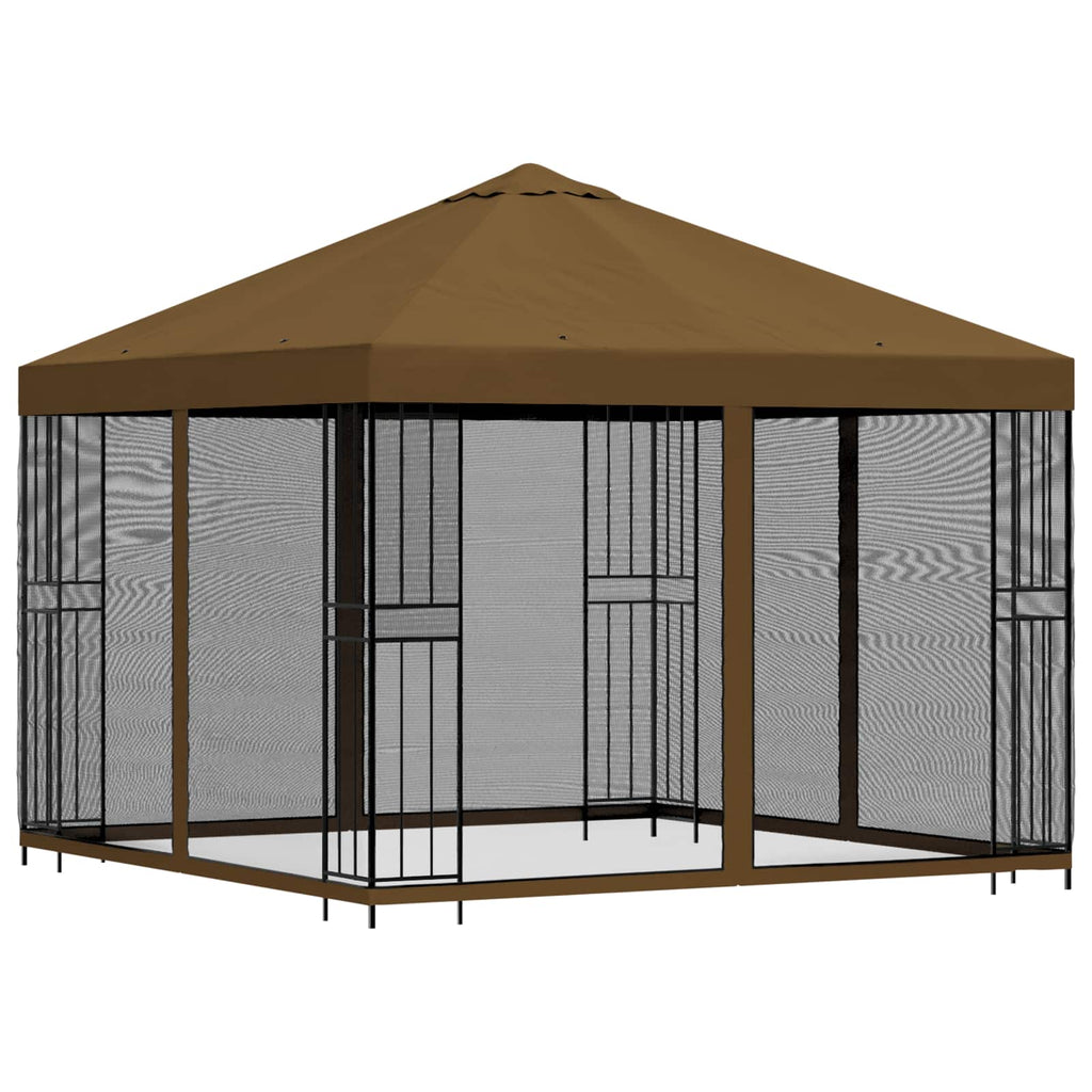 Trädgårdsgazebo med sidoväggar Taupe