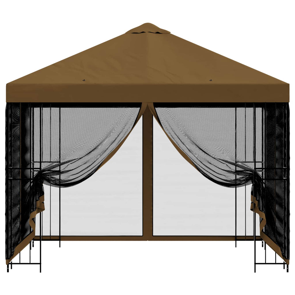 Trädgårdsgazebo med sidoväggar Taupe