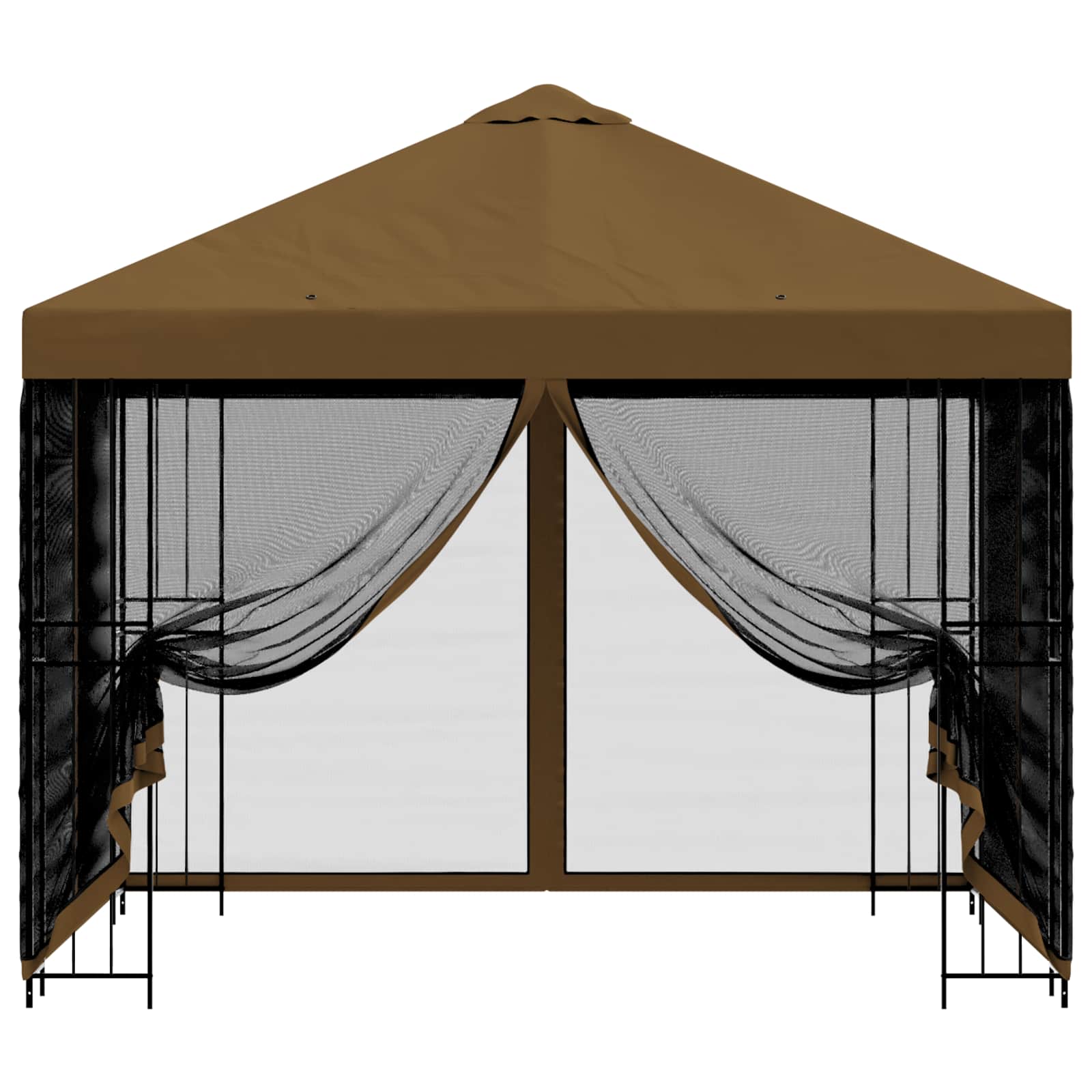 Trädgårdsgazebo med sidoväggar Taupe