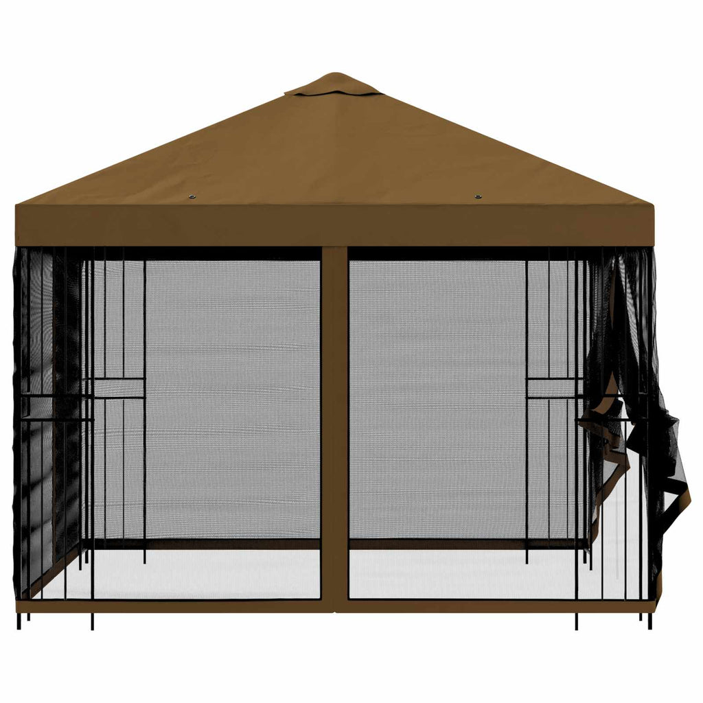 Trädgårdsgazebo med sidoväggar Taupe