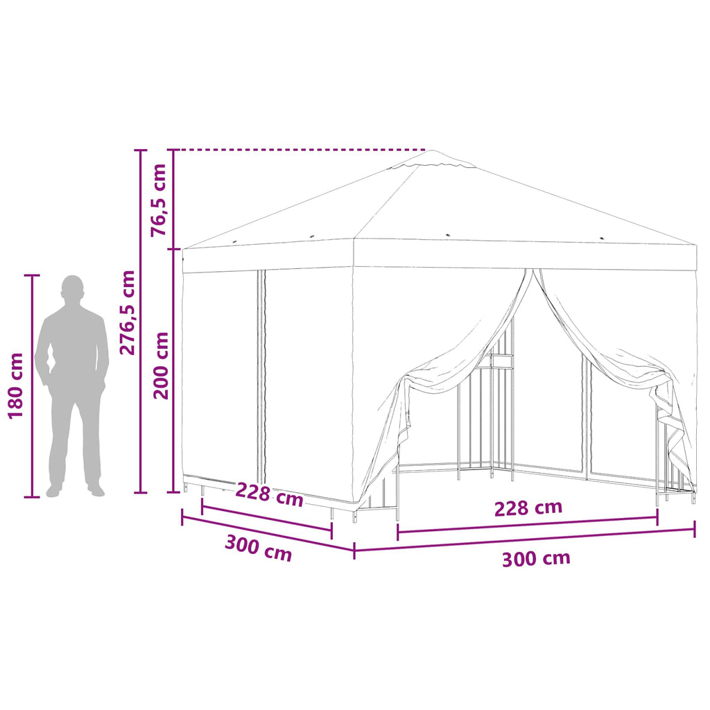 Trädgårdsgazebo med sidoväggar Taupe