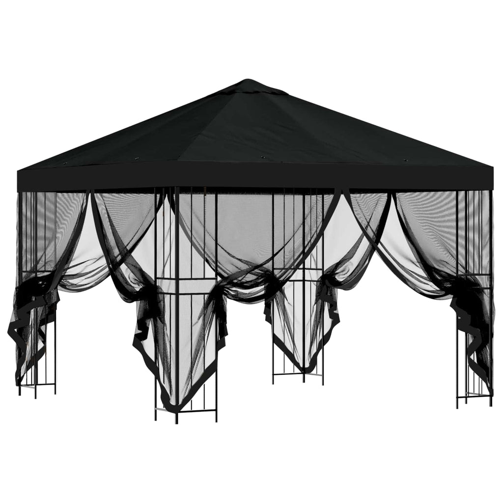 Trädgårdsgazebo med sidoväggar