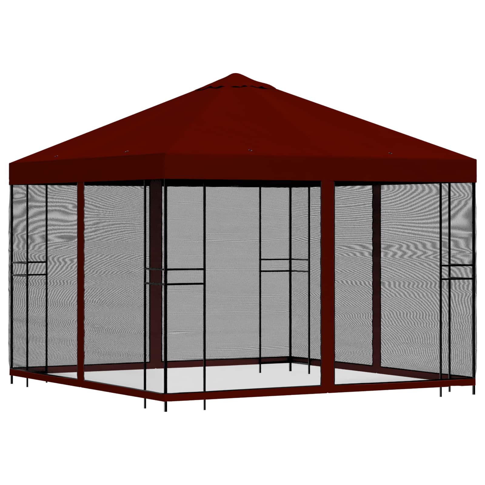 Trädgårdsgazebo med sidoväggar Vinröd