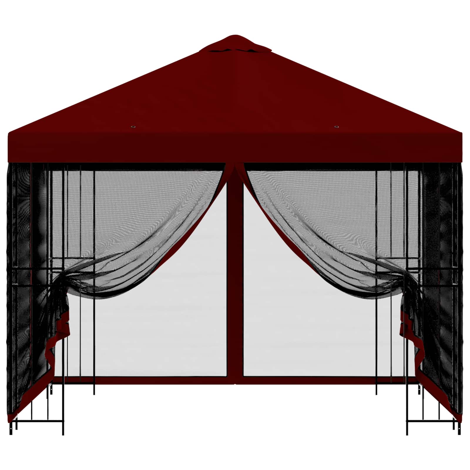 Trädgårdsgazebo med sidoväggar Vinröd