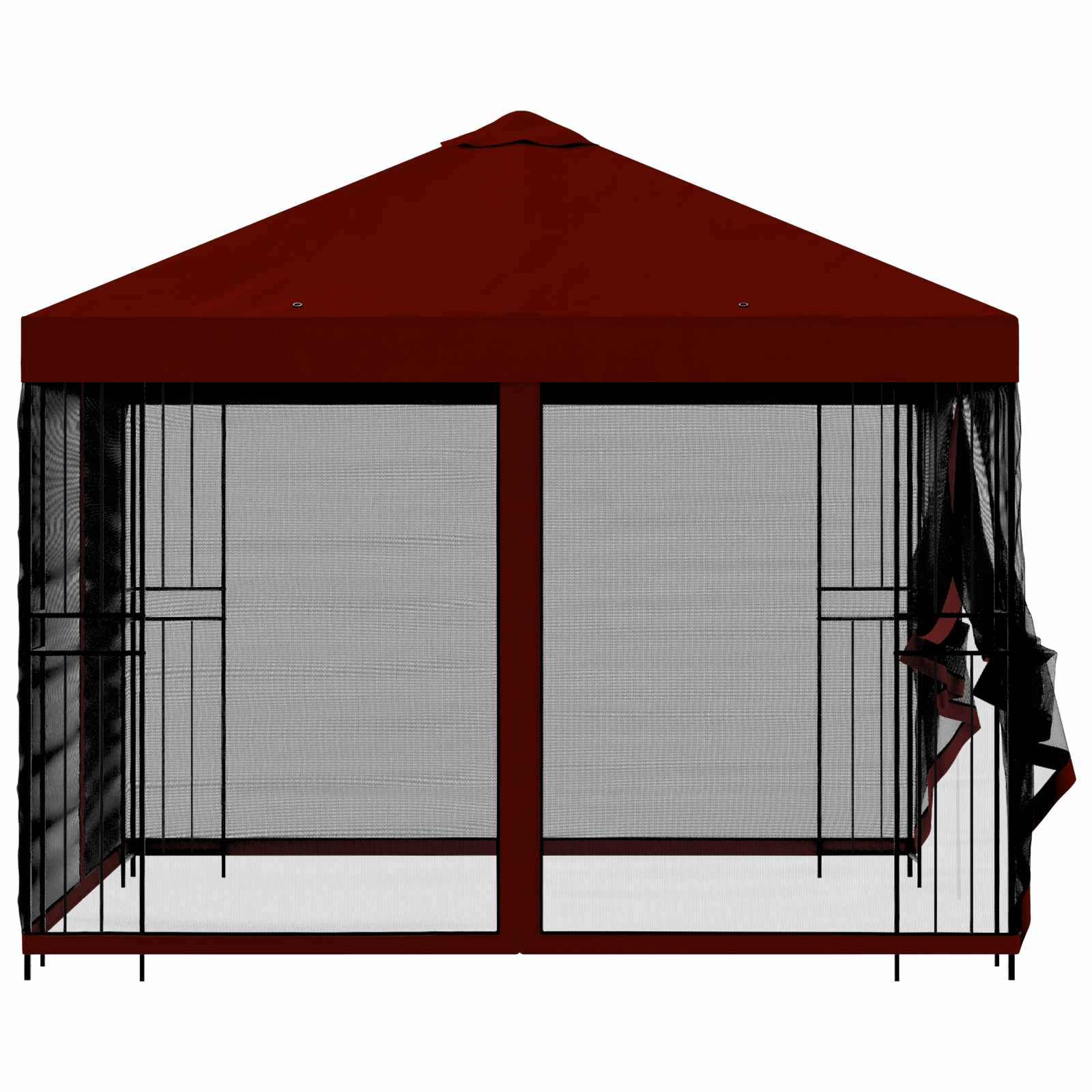 Trädgårdsgazebo med sidoväggar Vinröd