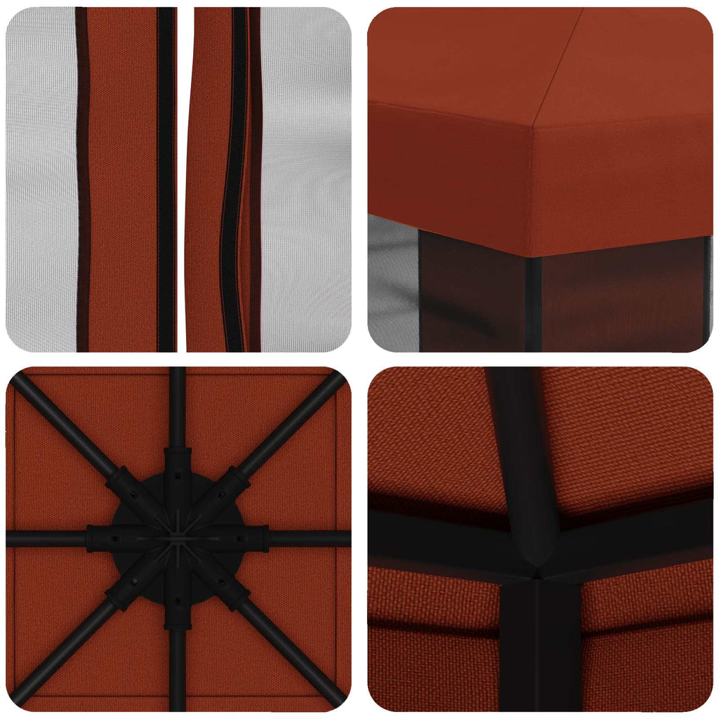 Trädgårdsgazebo med sidoväggar Terracotta