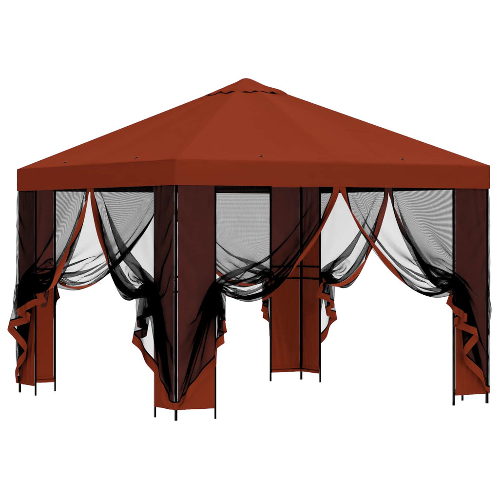 Trädgårdsgazebo med sidoväggar Terracotta