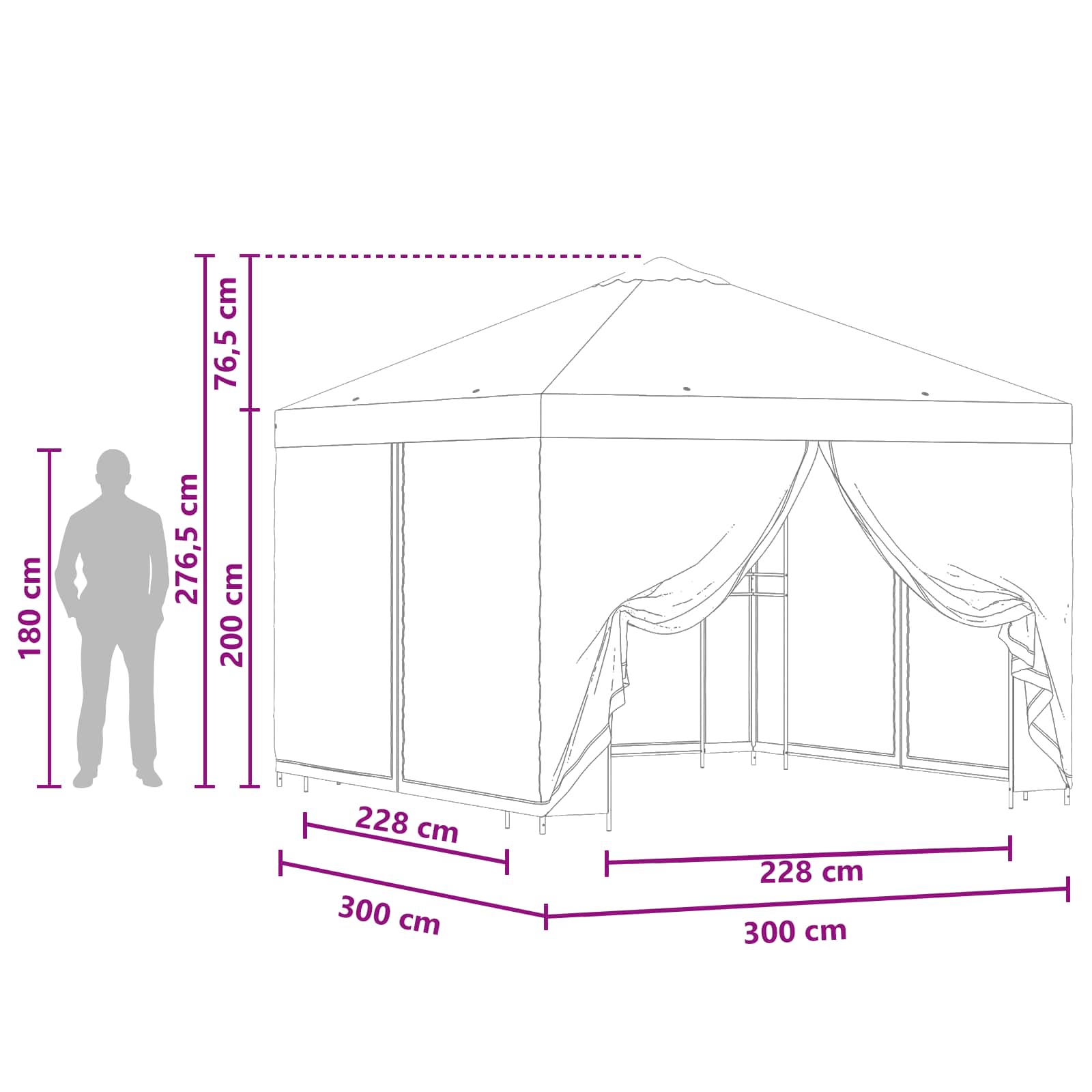Trädgårdsgazebo med sidoväggar Terracotta