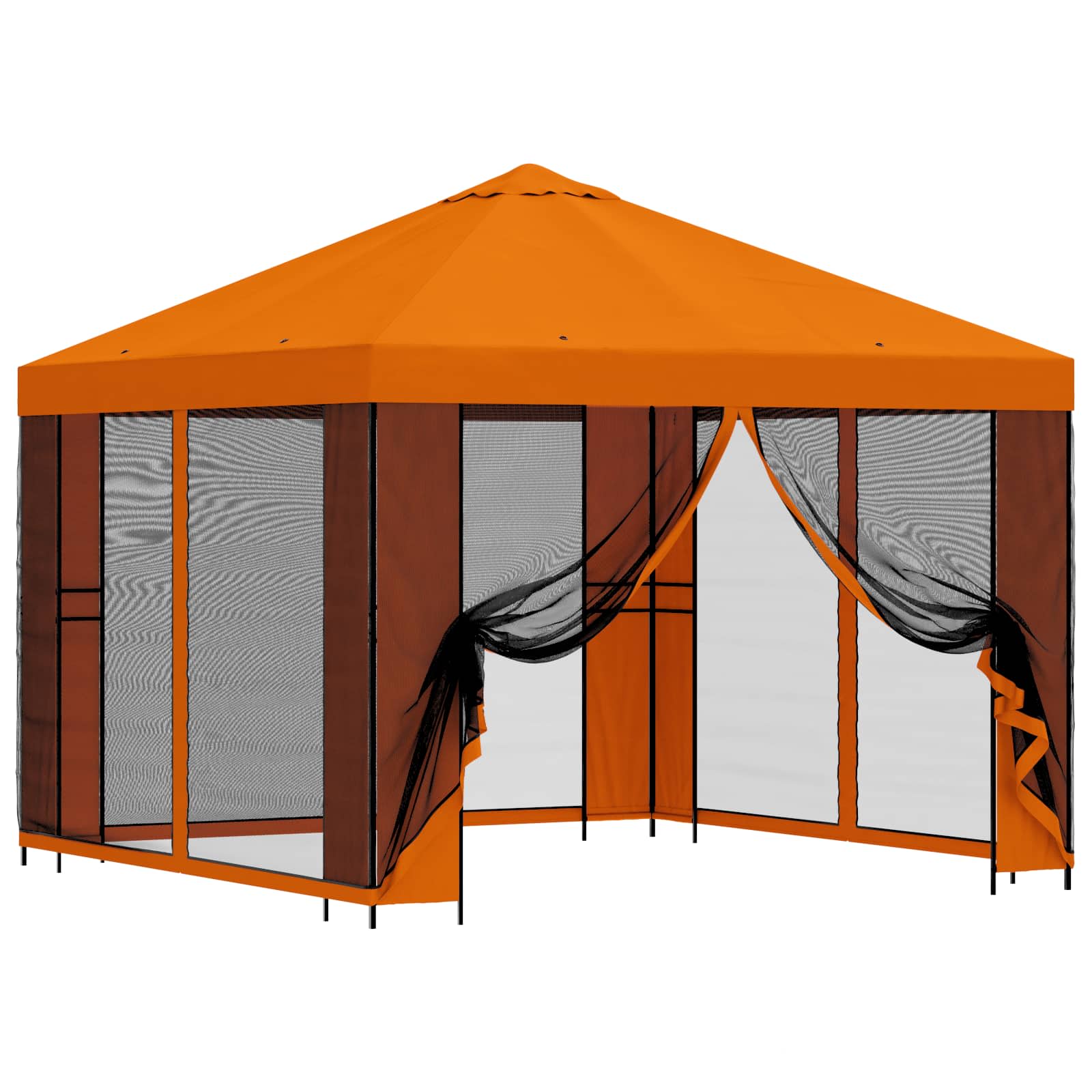 Trädgårdsgazebo med sidoväggar Orange