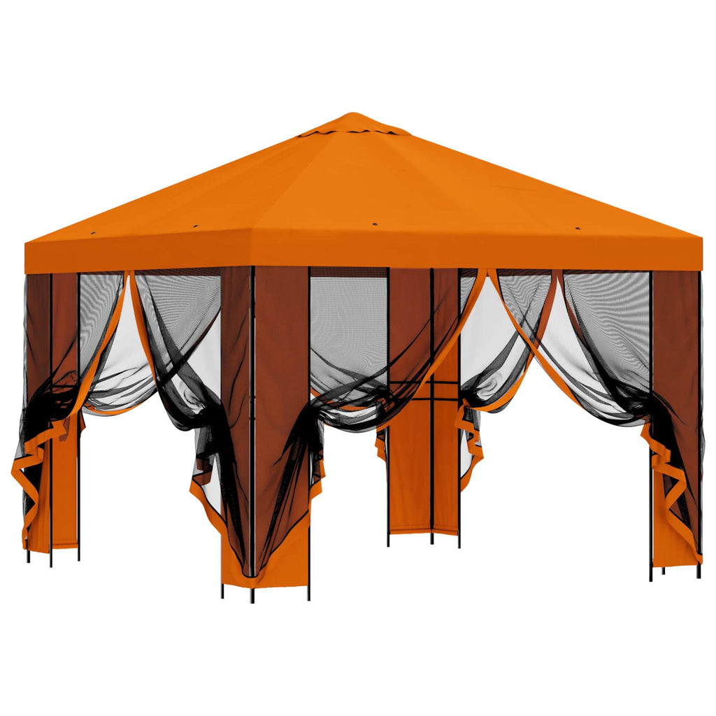 Trädgårdsgazebo med sidoväggar Orange
