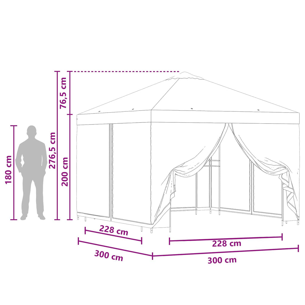 Trädgårdsgazebo med sidoväggar Orange