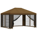 Trädgårdsgazebo med sidoväggar Taupe