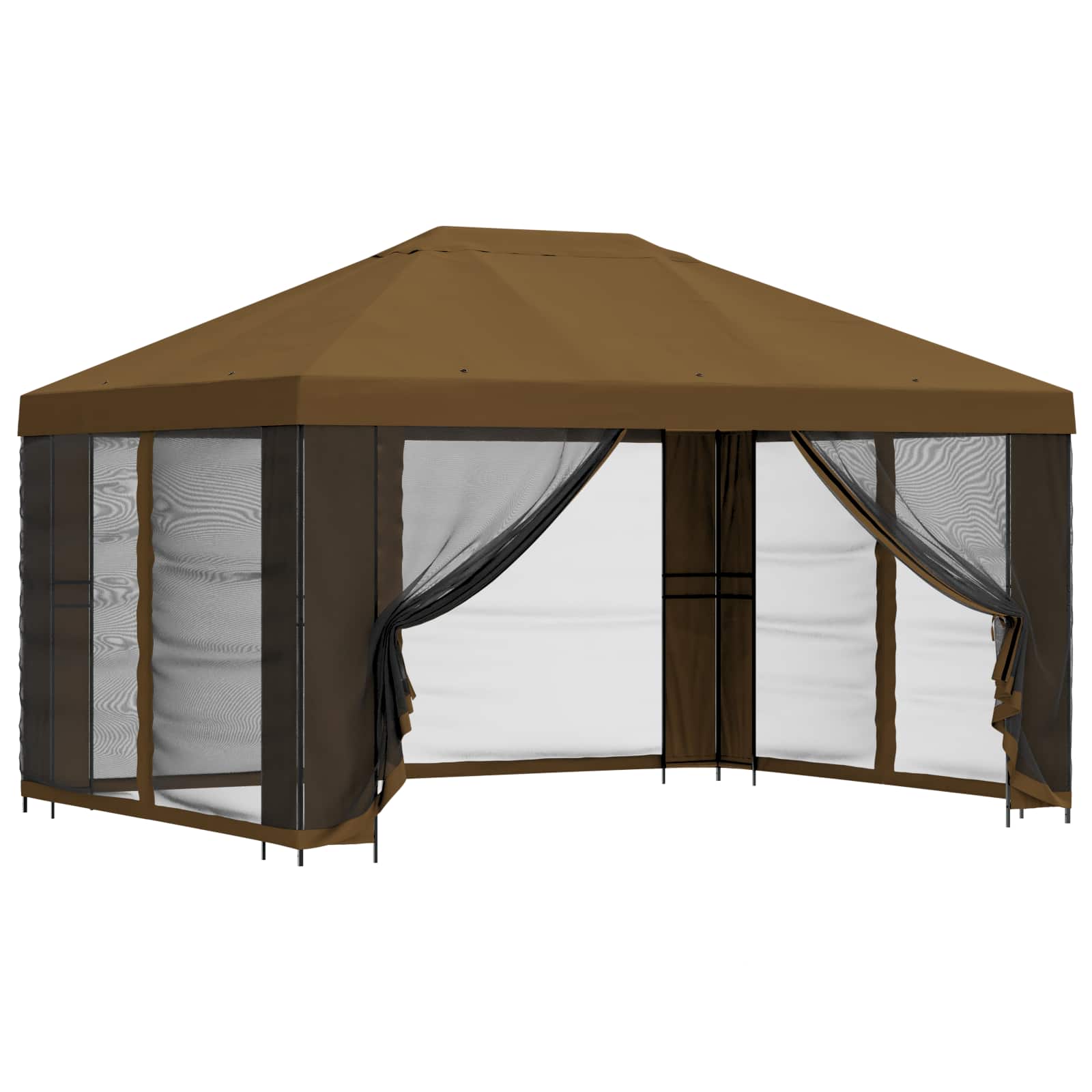Trädgårdsgazebo med sidoväggar Taupe