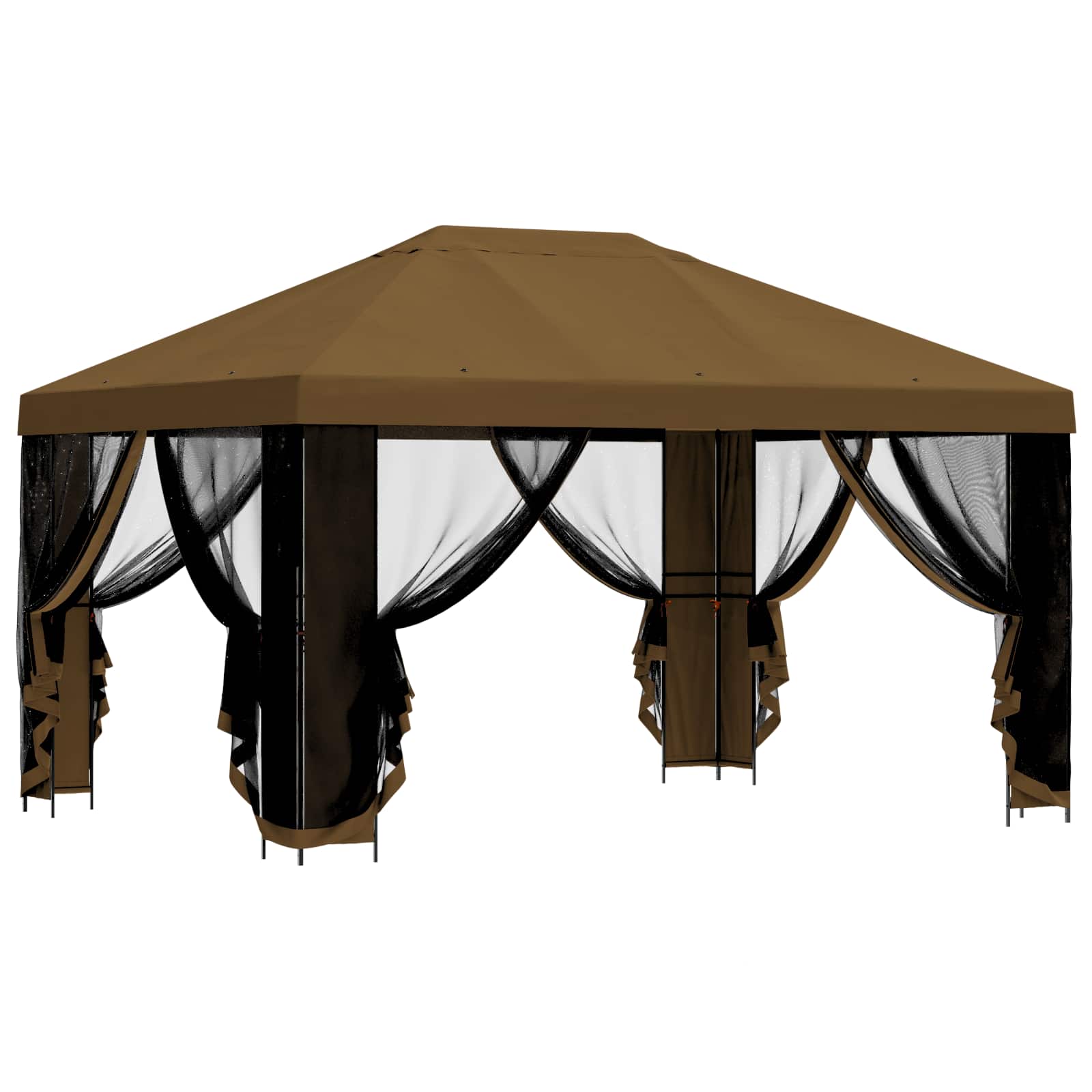 Trädgårdsgazebo med sidoväggar Taupe