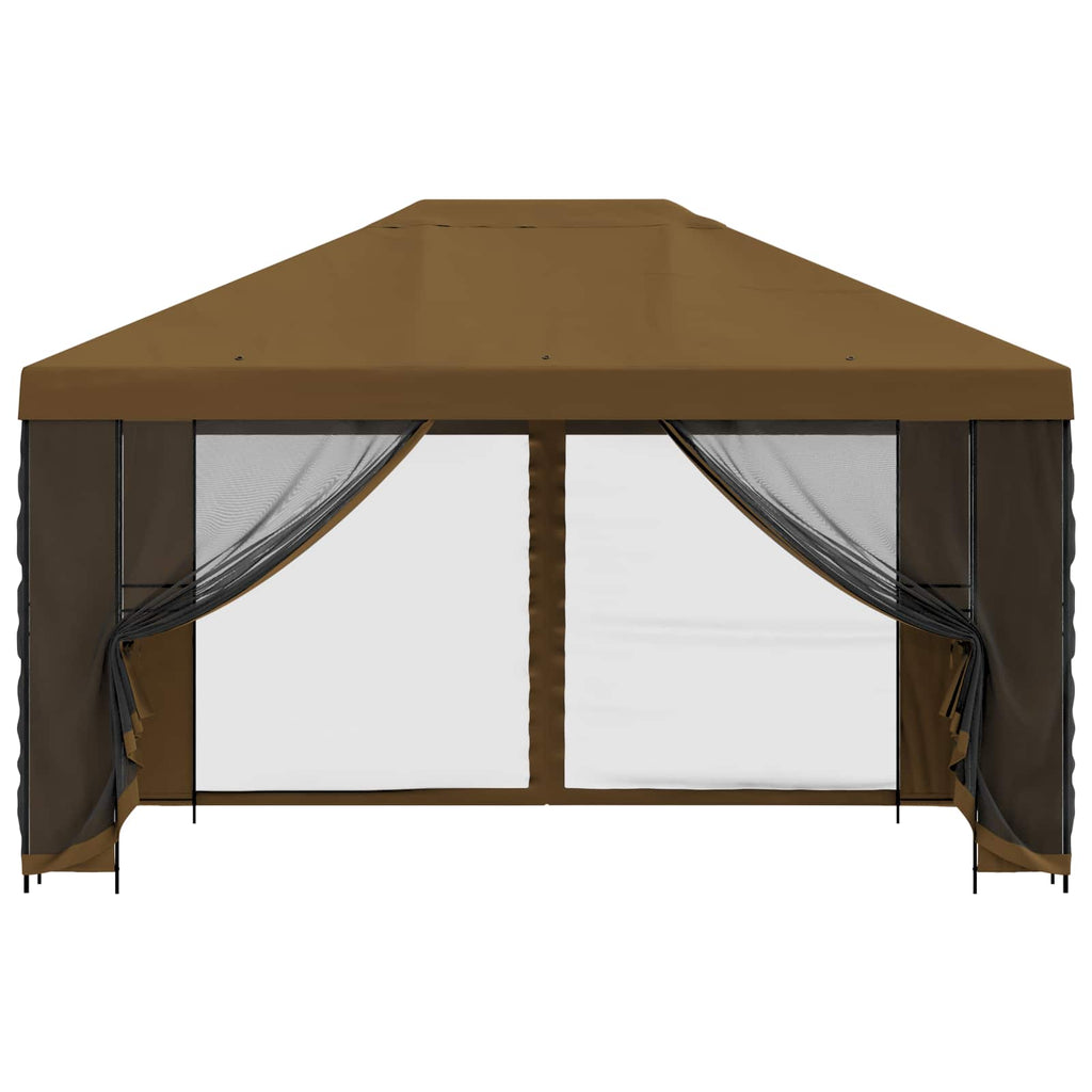 Trädgårdsgazebo med sidoväggar Taupe