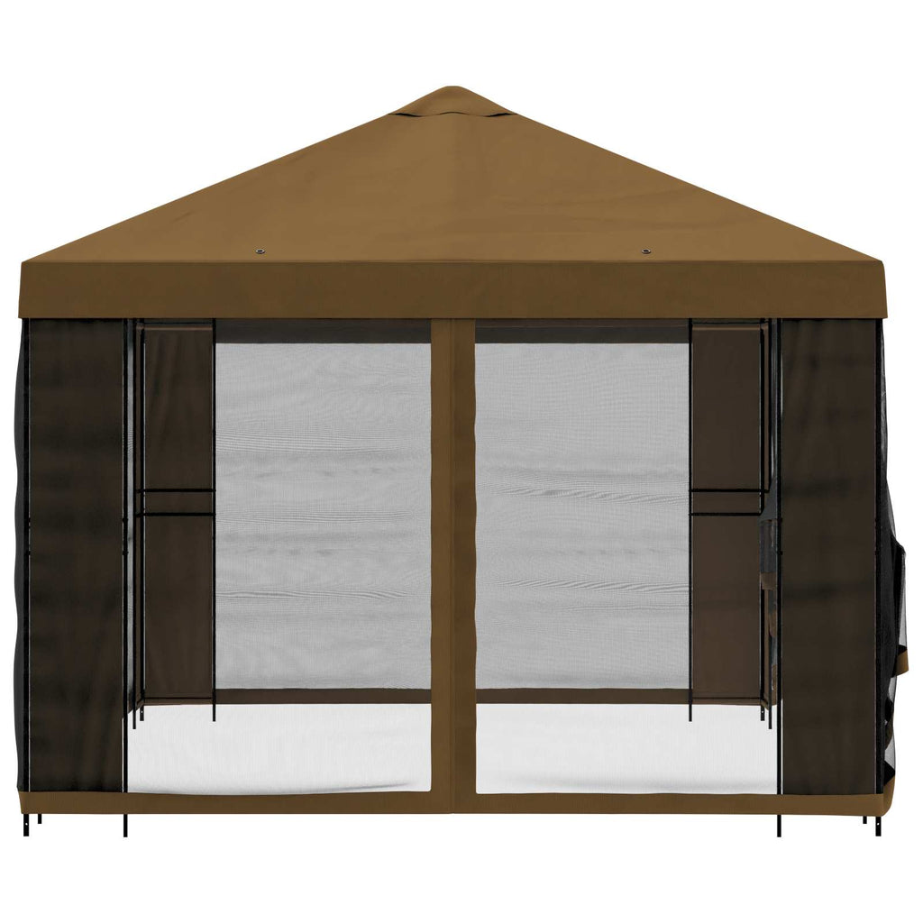 Trädgårdsgazebo med sidoväggar Taupe
