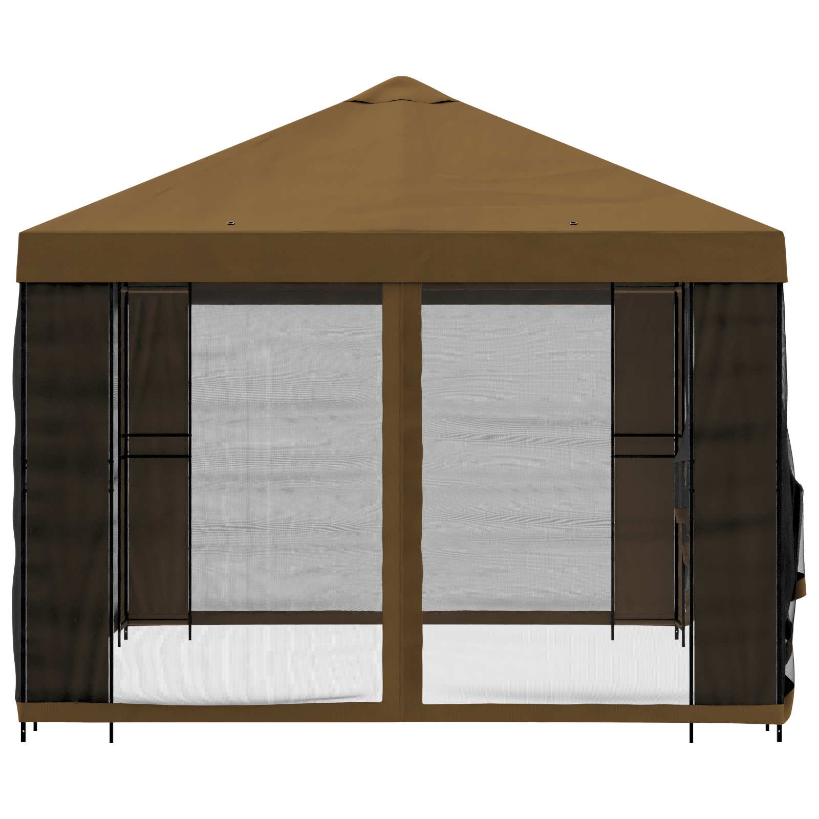 Trädgårdsgazebo med sidoväggar Taupe