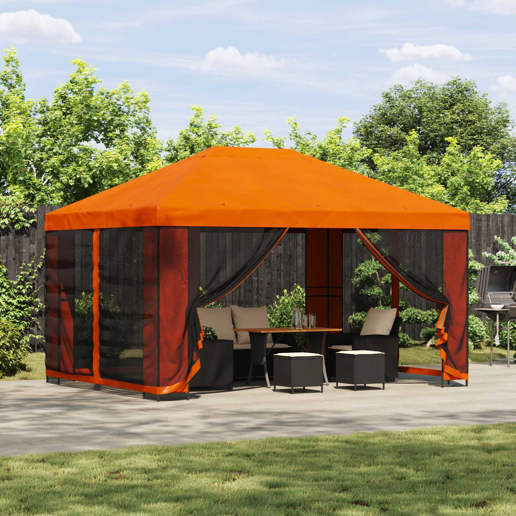 Trädgårdsgazebo med sidoväggar Orange