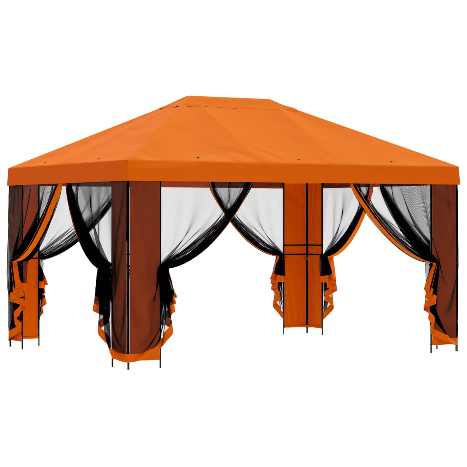 Trädgårdsgazebo med sidoväggar Orange