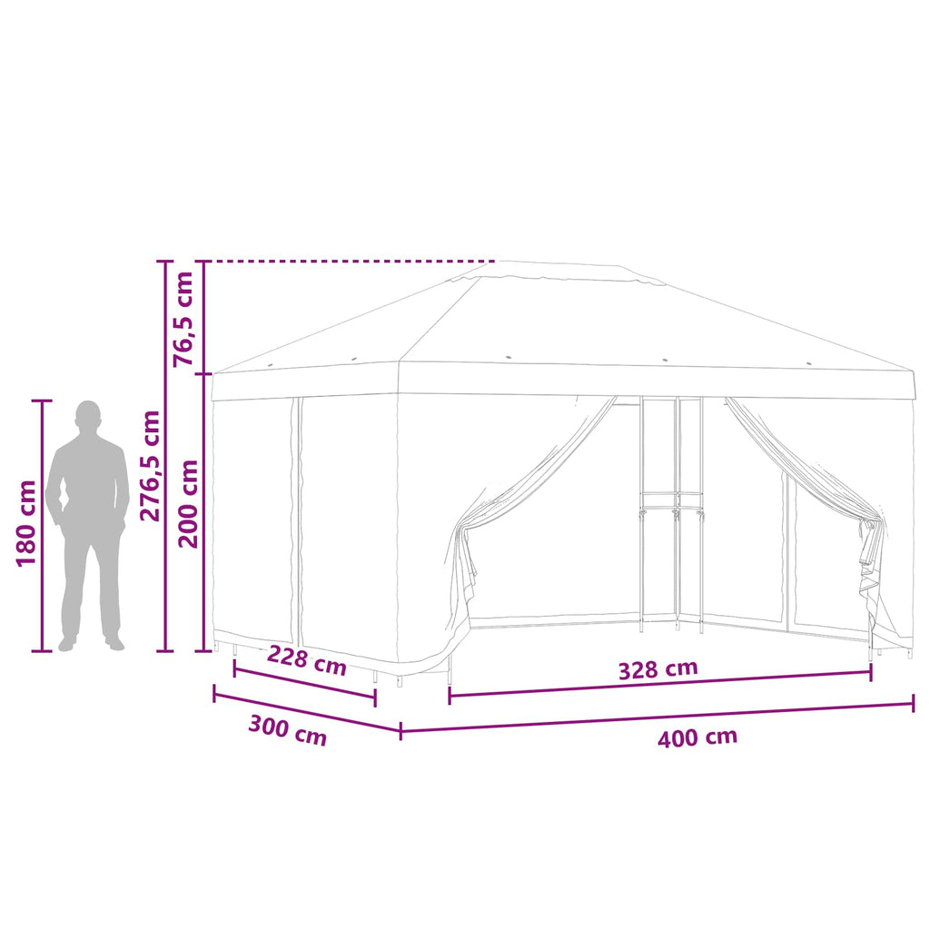 Trädgårdsgazebo med sidoväggar Orange