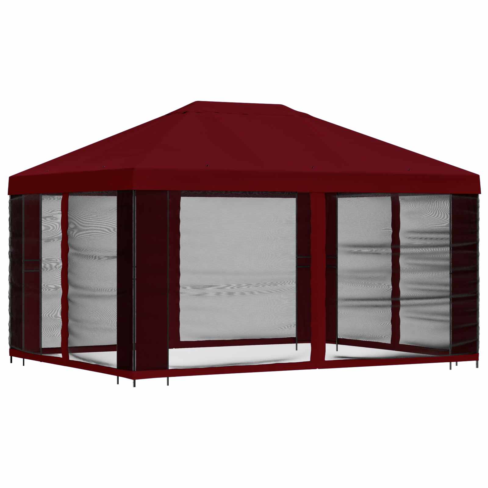 Trädgårdsgazebo med sidoväggar Vinröd