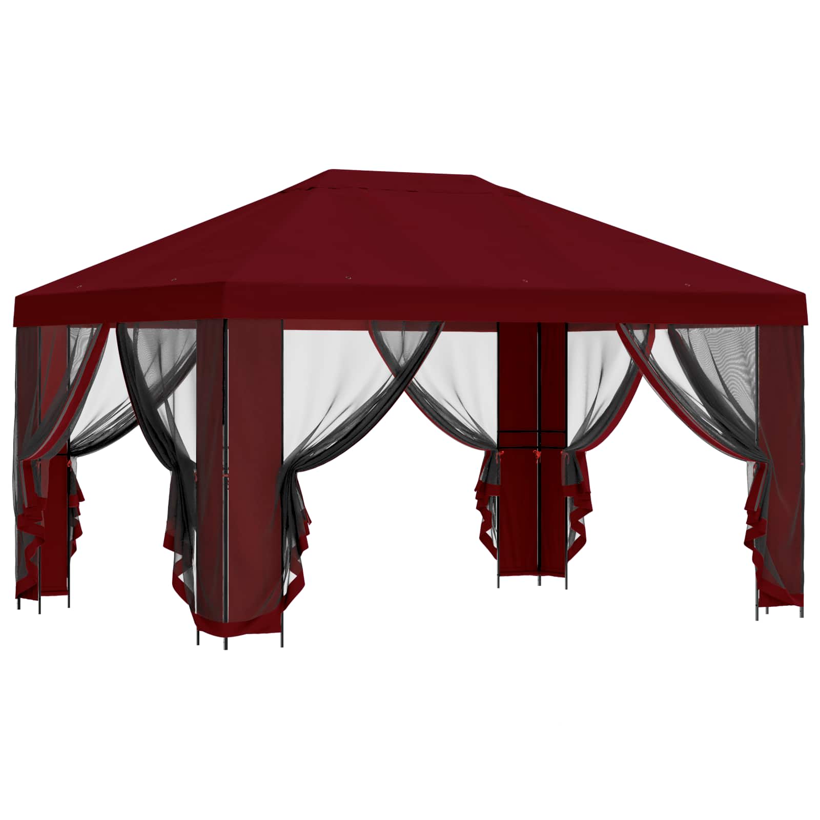 Trädgårdsgazebo med sidoväggar Vinröd