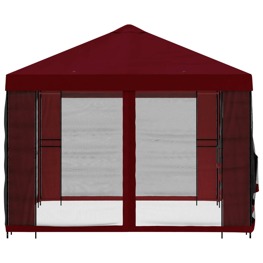 Trädgårdsgazebo med sidoväggar Vinröd