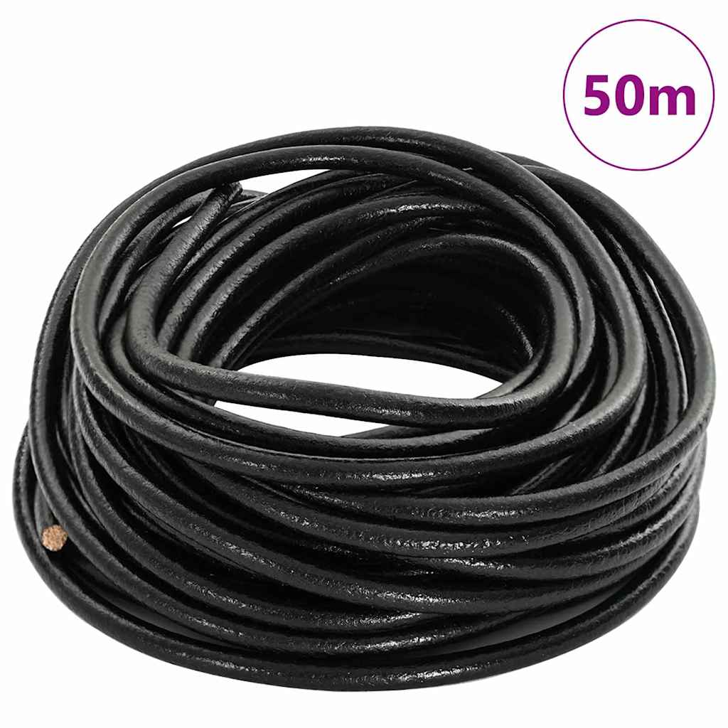 Snöre Ø5 Mm X 50 M Skinn Svart Läder