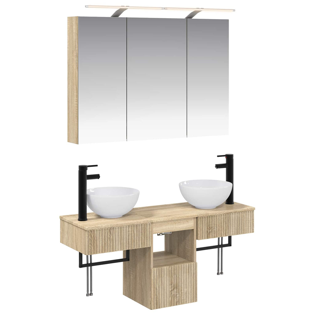 Badrumsskåpsset 5 Pcs Sonoma-ek