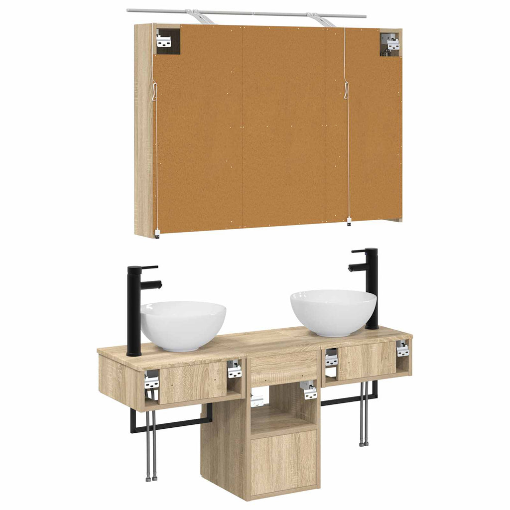 Badrumsskåpsset 5 Pcs Sonoma-ek