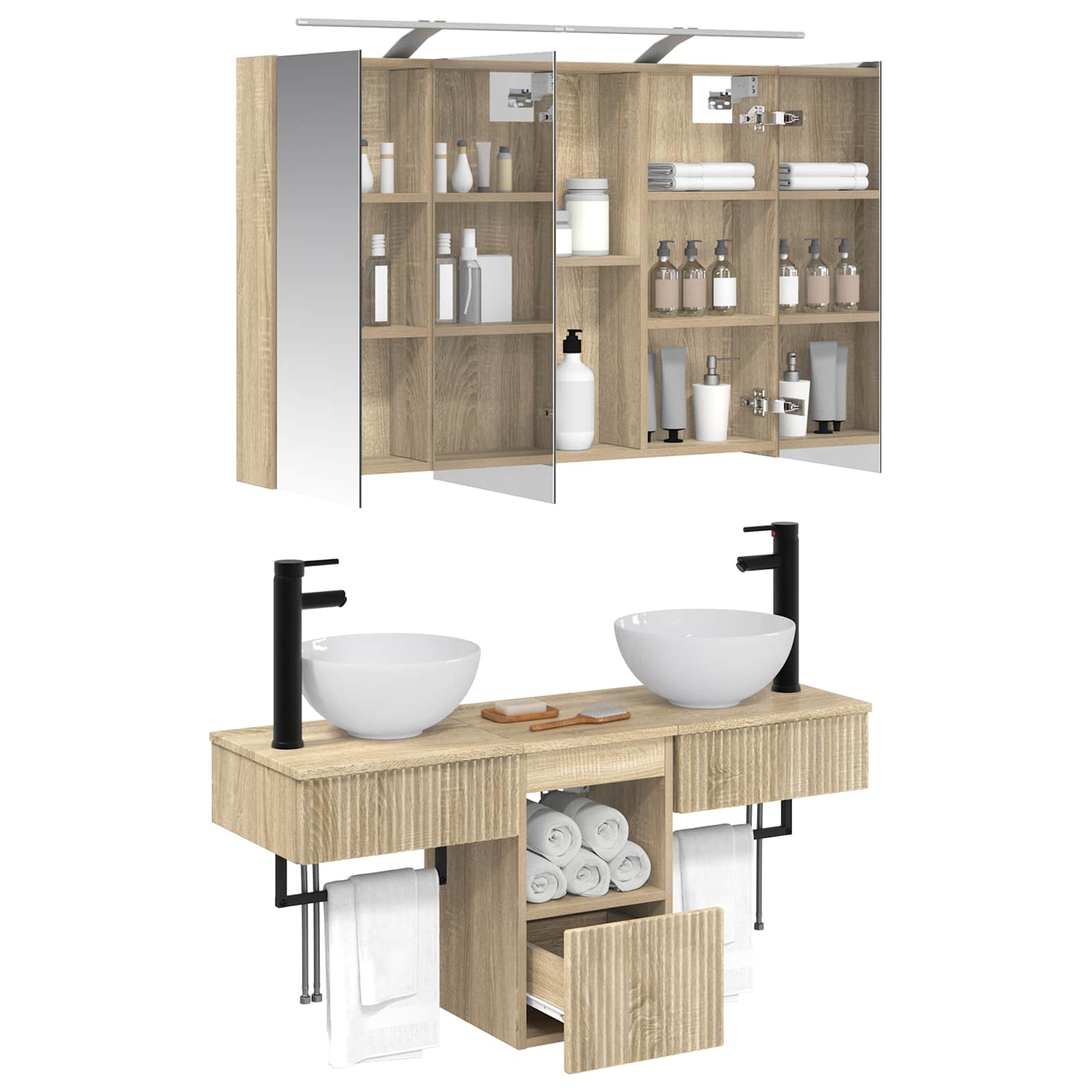 Badrumsskåpsset 5 Pcs Sonoma-ek