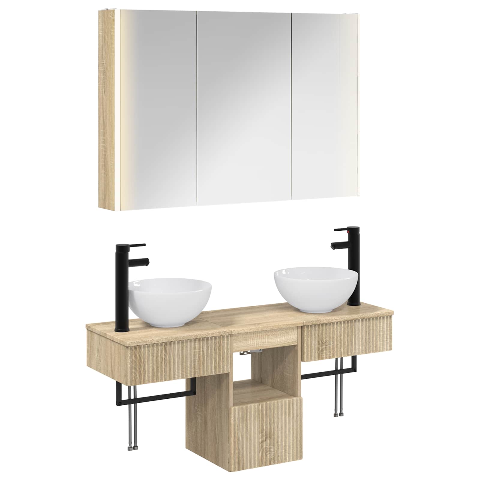 Badrumsskåpsset 5 Pcs Sonoma-ek