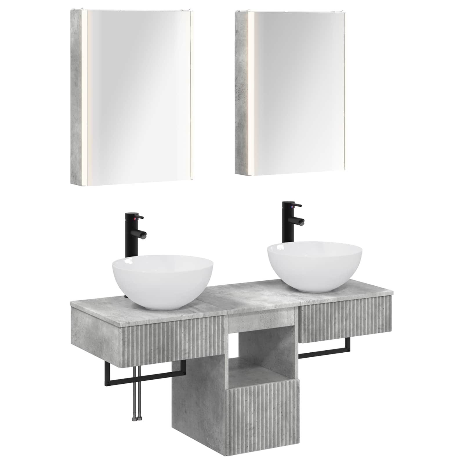 Badrumsskåpsset 5 Pcs Betonggrå