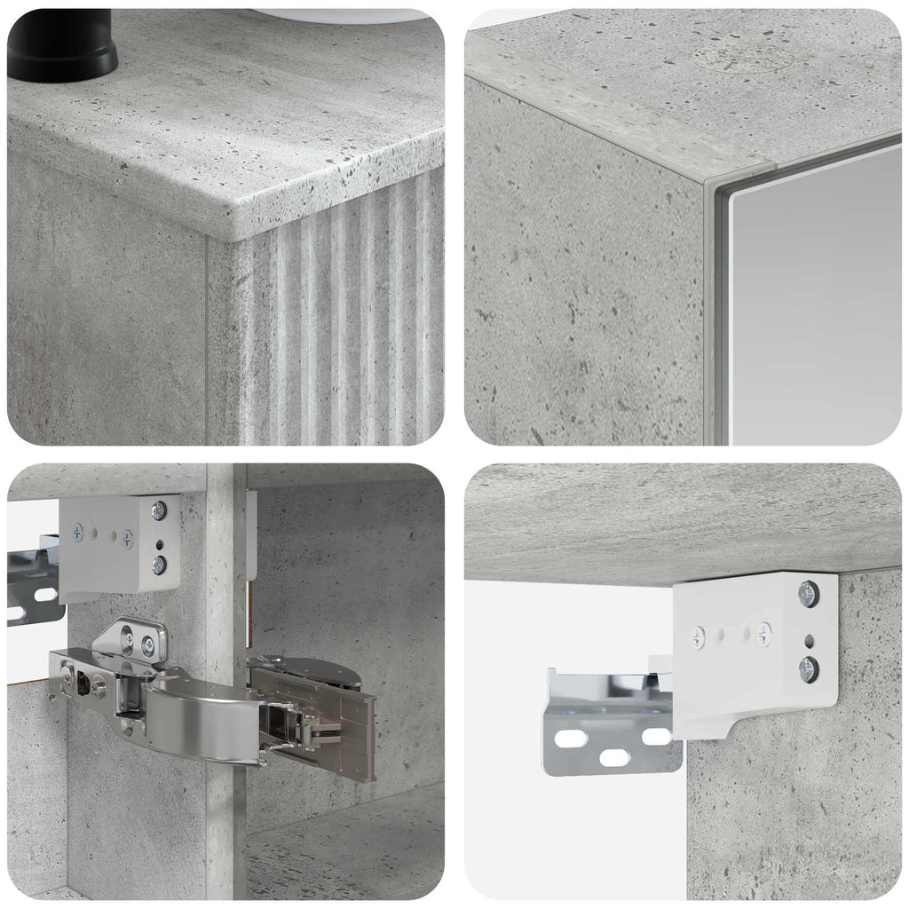Badrumsmöbelset 2 Pcs Betonggrå Konstruerat Trä & Metall