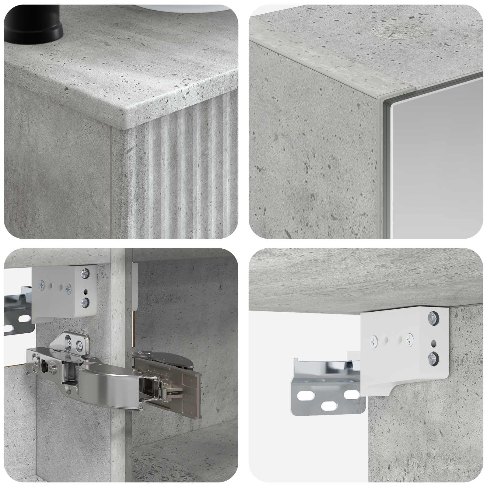 Badrumsmöbelset 2 Pcs Betonggrå Konstruerat Trä & Metall