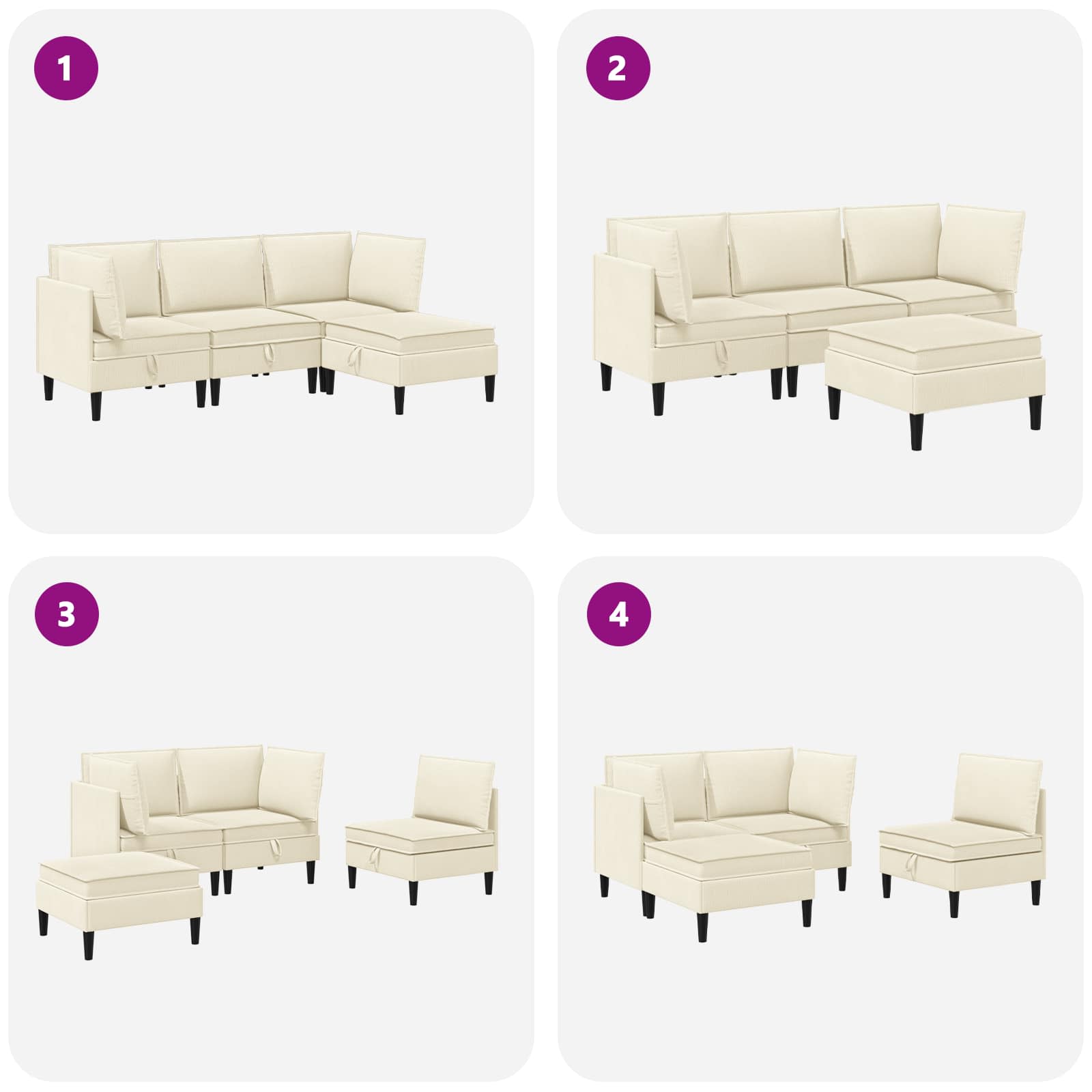 Möbelset för Vardagsrummet 4 Pcs Tyg