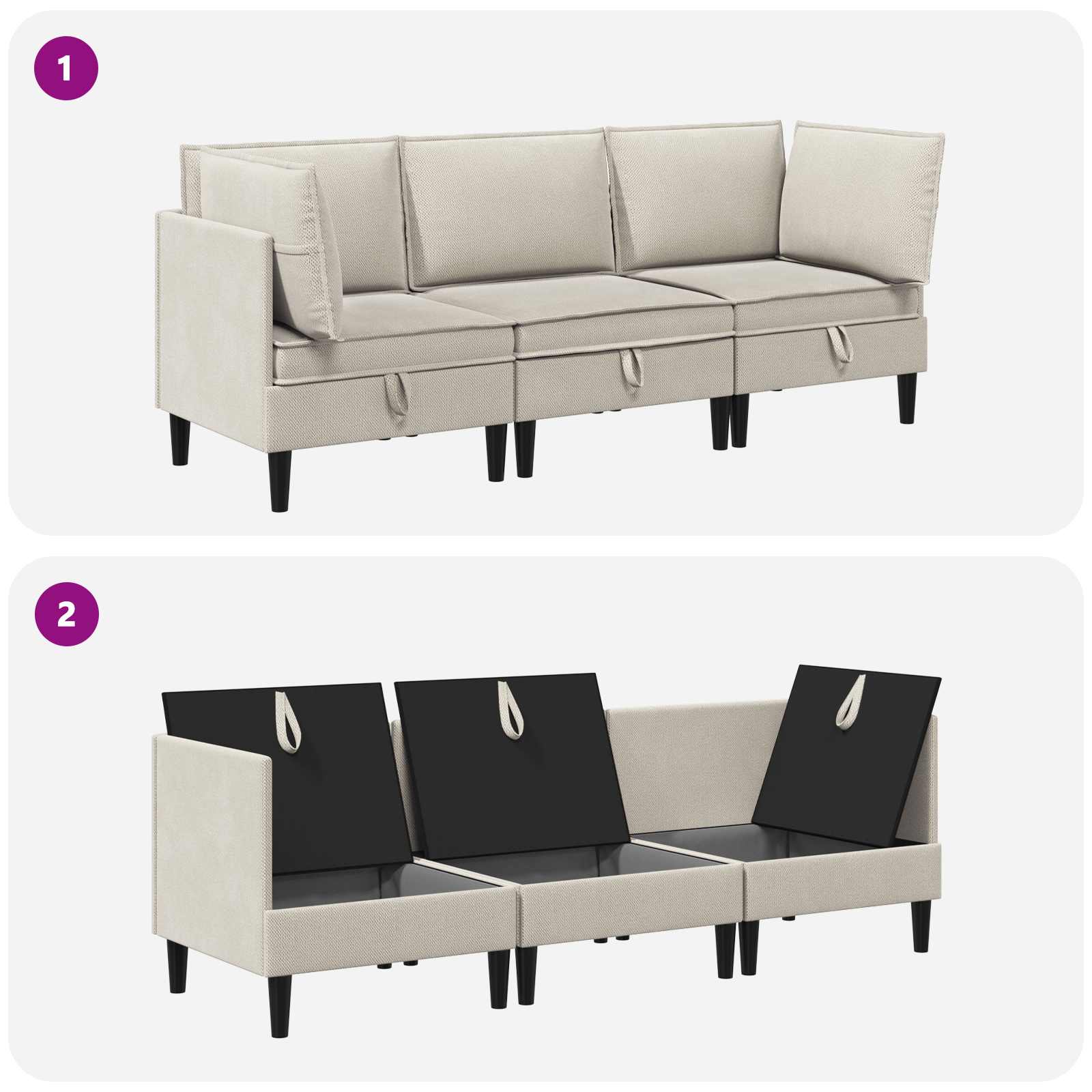Möbelset för Vardagsrummet 3 Pcs Havre Tyg