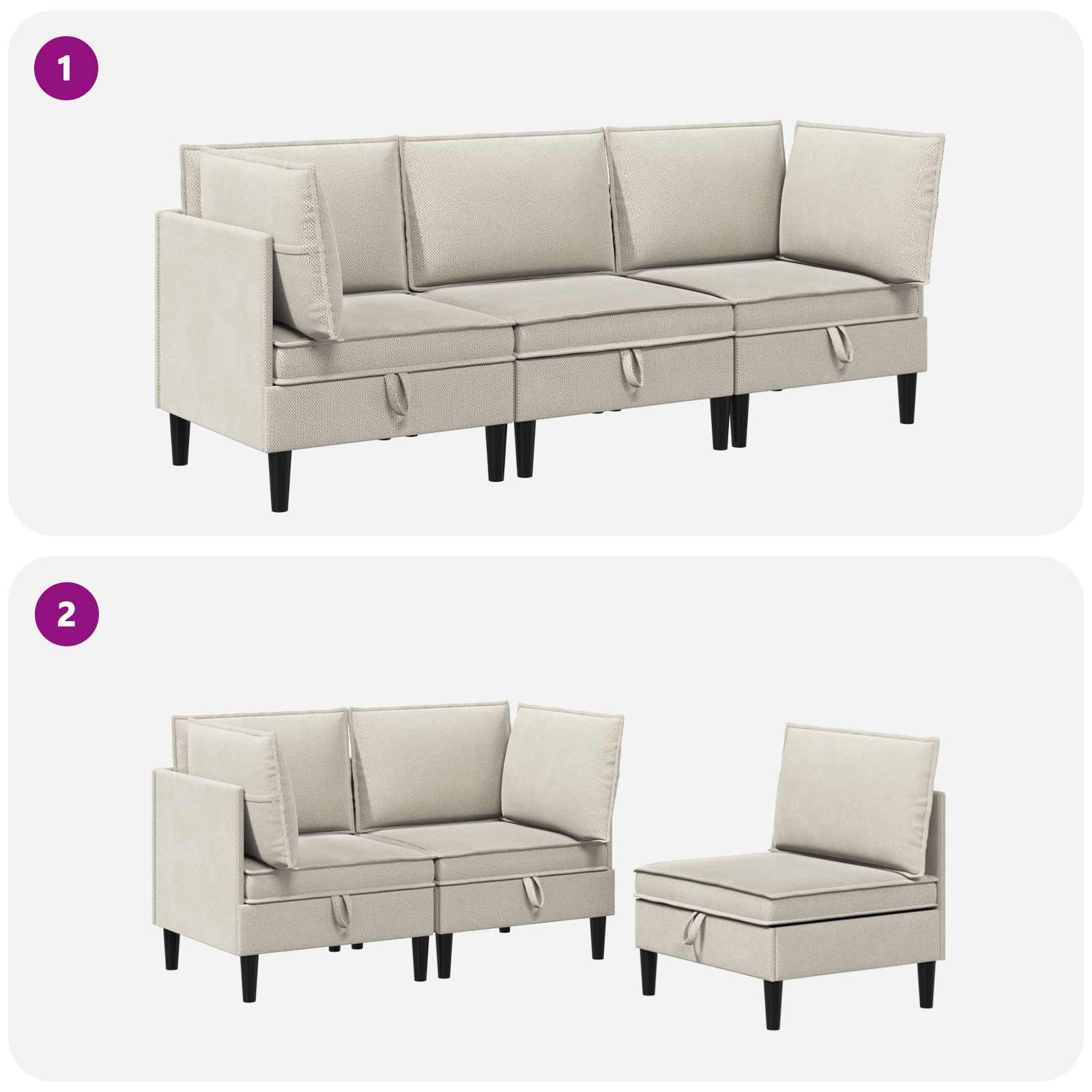 Möbelset för Vardagsrummet 3 Pcs Havre Tyg