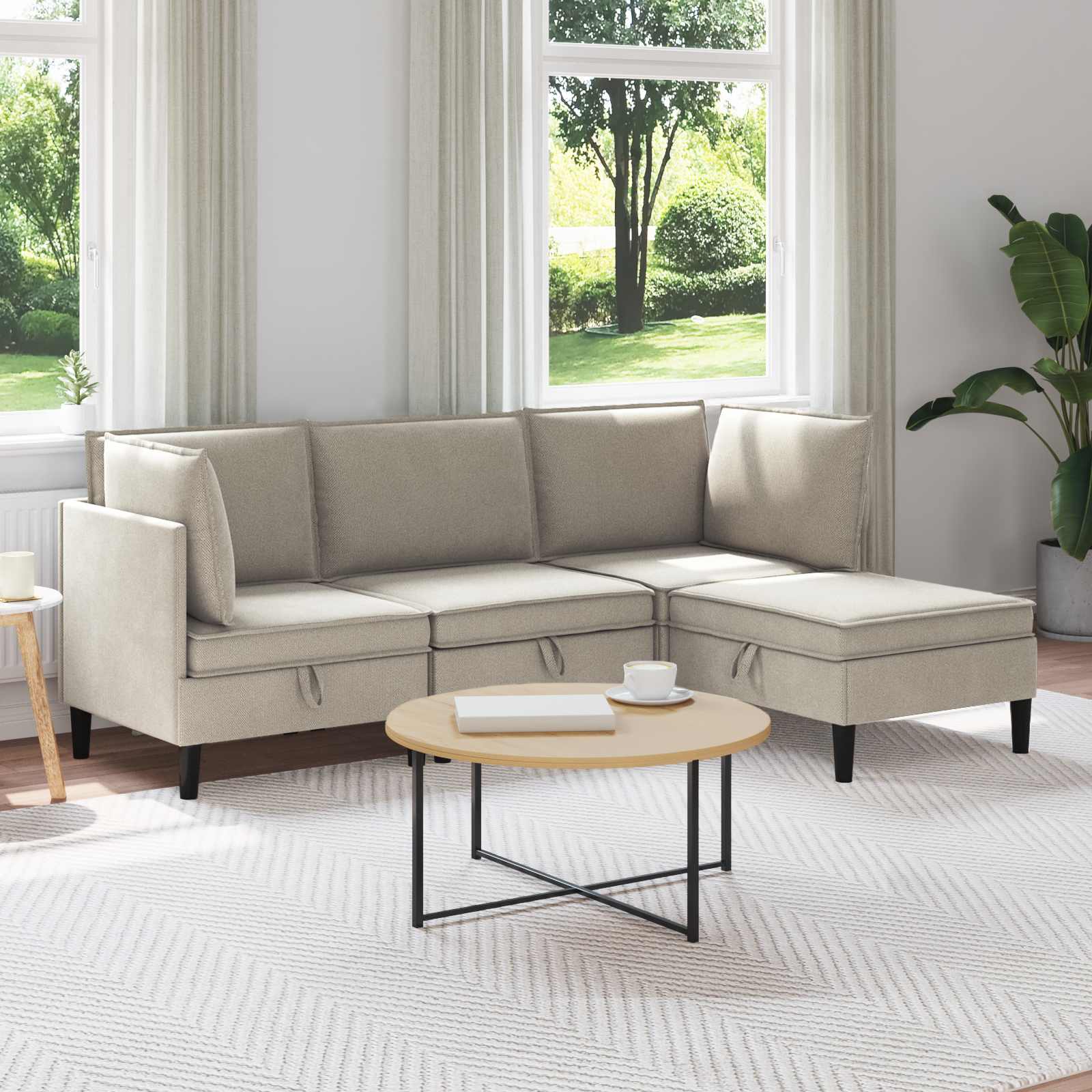 Möbelset för Vardagsrummet 3 Pcs Havre Tyg