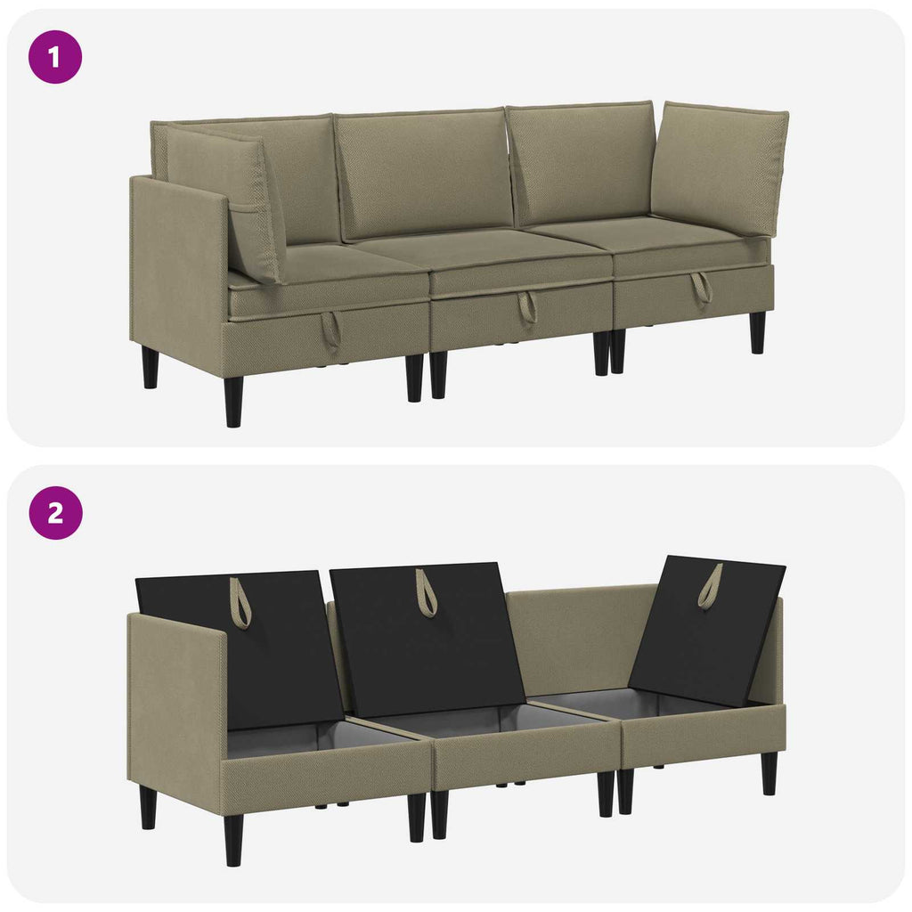 Möbelset för Vardagsrummet 3 Pcs Kaki Tyg