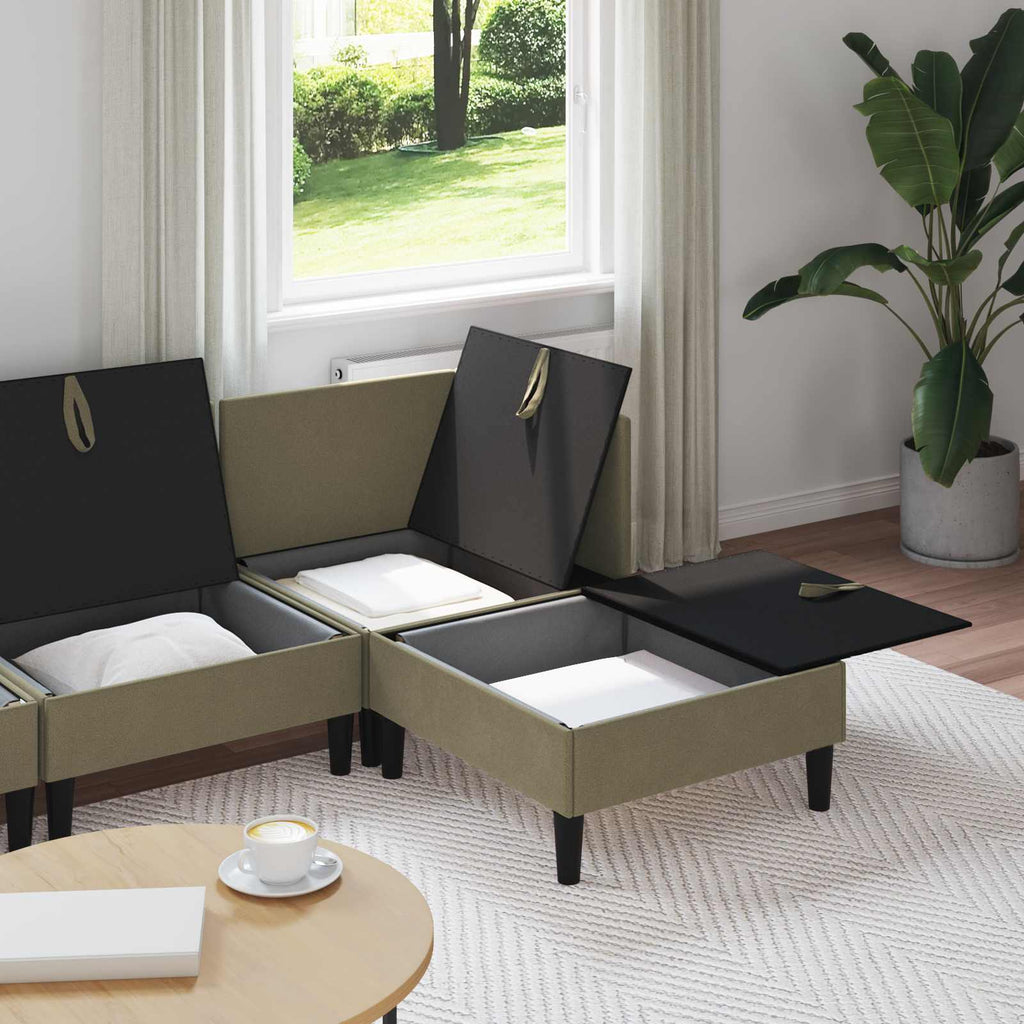 Möbelset för Vardagsrummet 3 Pcs Kaki Tyg