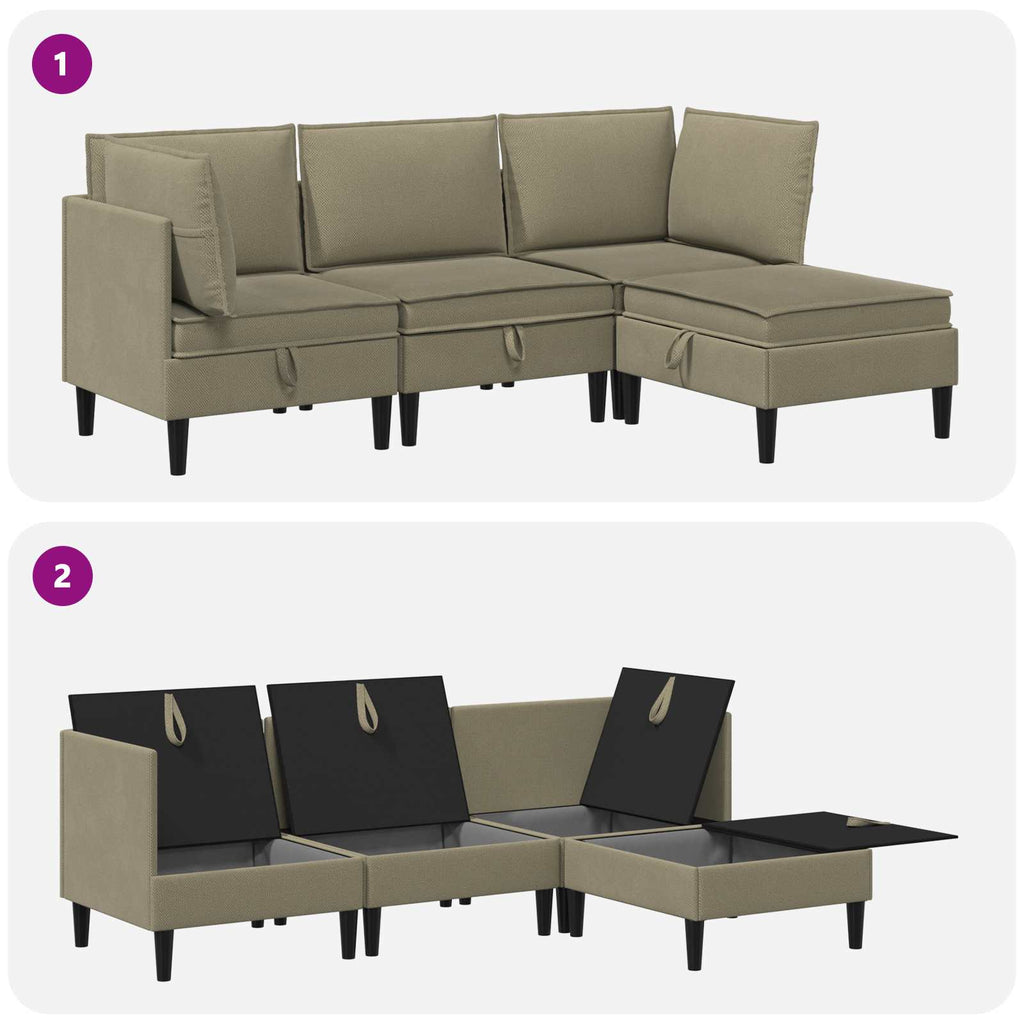 Möbelset för Vardagsrummet 3 Pcs Kaki Tyg
